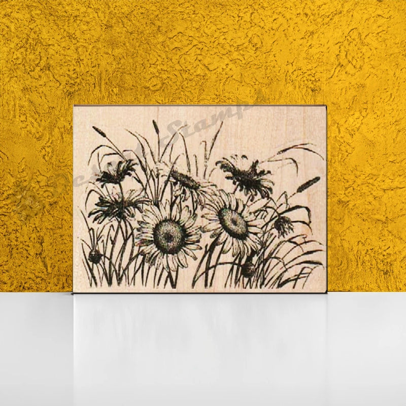 Sunflowers Rubber Stamp, Sunflower Stamp, Flower Stamp, Nature Stamp, Garden Sunflower