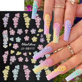 5D Embossed Daisy Rose Butterfly Camellia Flower Nail Art Stickers Self-adhesive Daisies