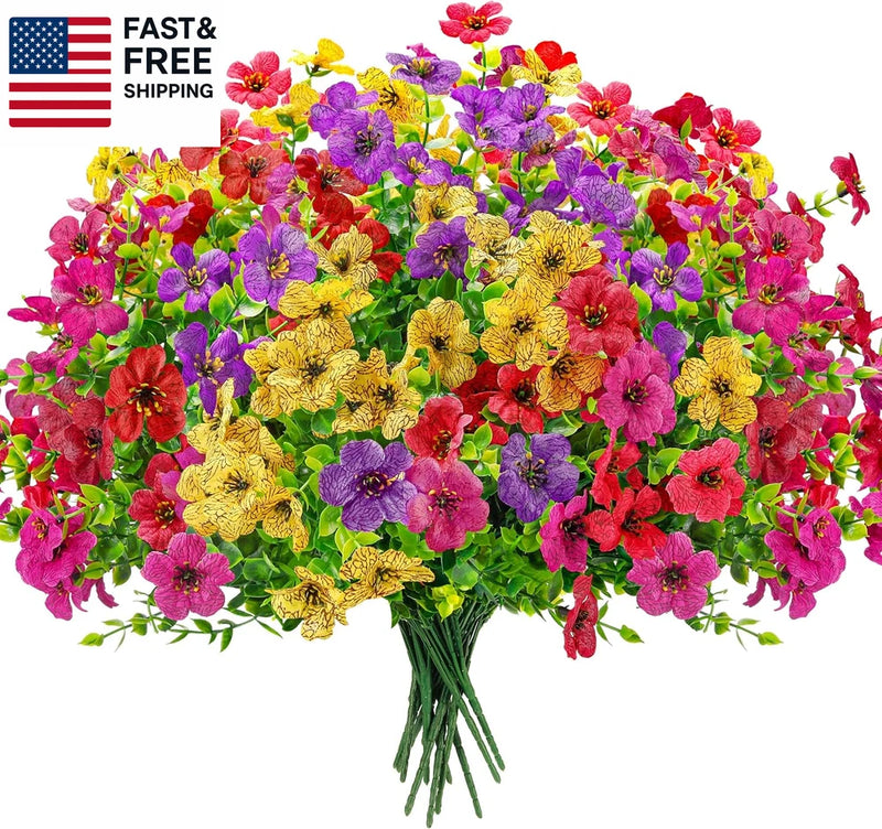 12 Bundles Artificial Flowers for Outdoors Fake Flowers Plants Spring Summer Dec Daisies