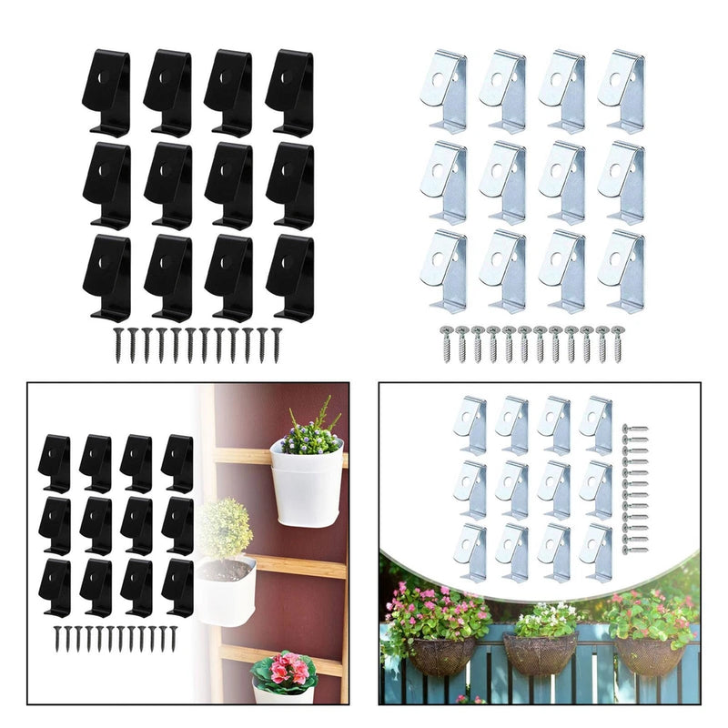 Metal flower pot hanger clips with screws, 12-piece set for plant stands