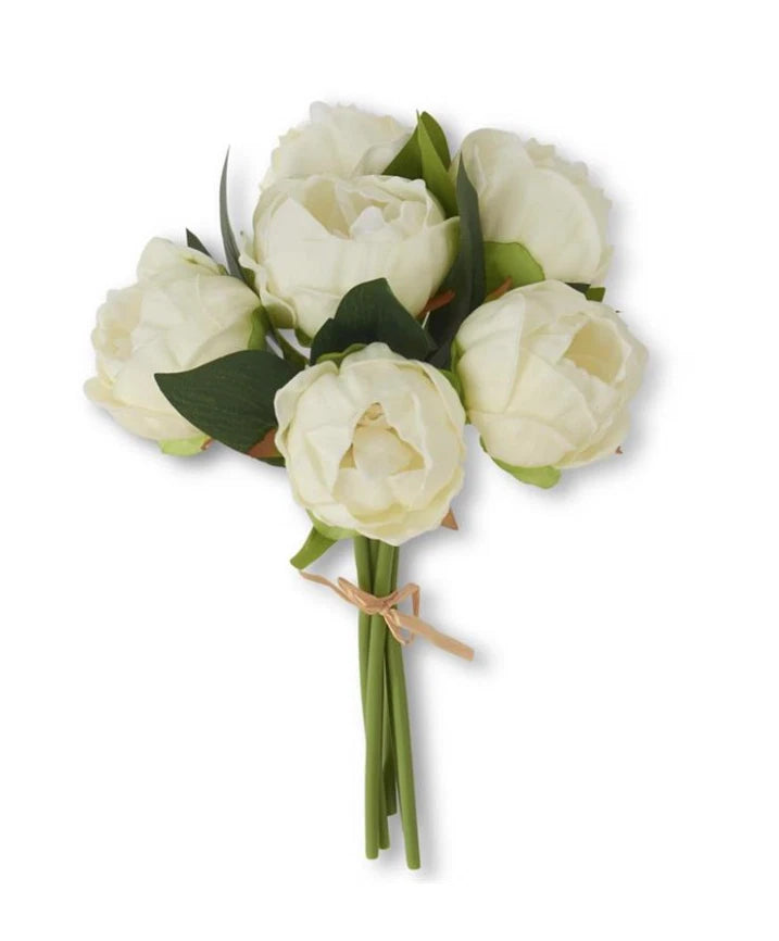 Real Touch Artificial Peony Flowers Arrangement Wedding Bouquet - White Peony