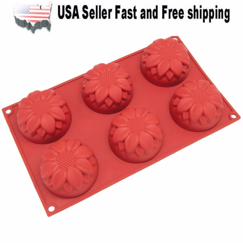6 Cavity Flower Silicone DIY Handmade Soap Mold Sunflower US Seller Sunflower