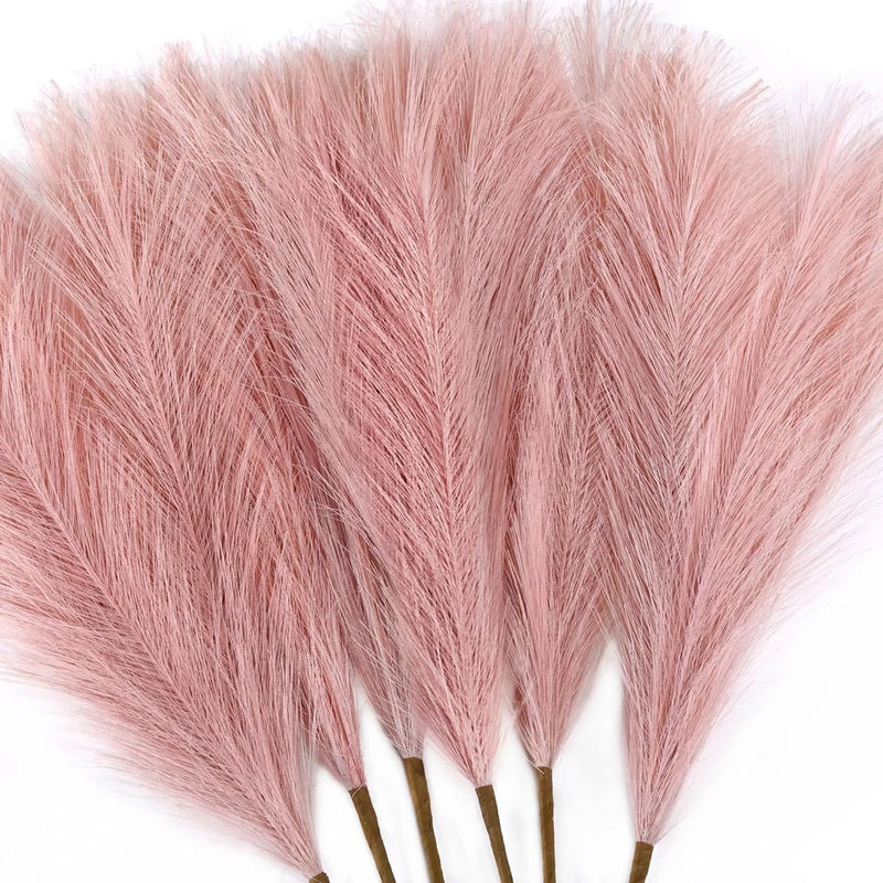 6 PCS Faux Pampas Grass Arrangement - 18"/45cm Artificial D4- Dust Pink Pampas Grass