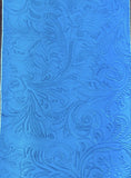 Ocean blue western floral Embossed vinyl faux leather upholstery Fabric Yard Flowering Plants