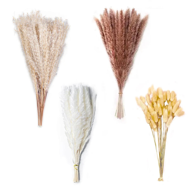 75PCS Natural Dried Pampas Grass Decor - 17" Fluffy Pampas Grass Bouquet - Bo... Pampas Grass