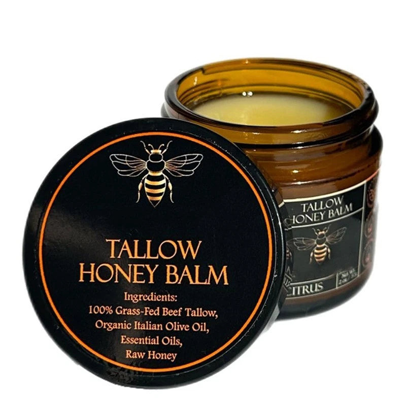 Grass Fed Beef Tallow Honey Balm Organic Raw Unscented Skin Moisturizer Bouquet