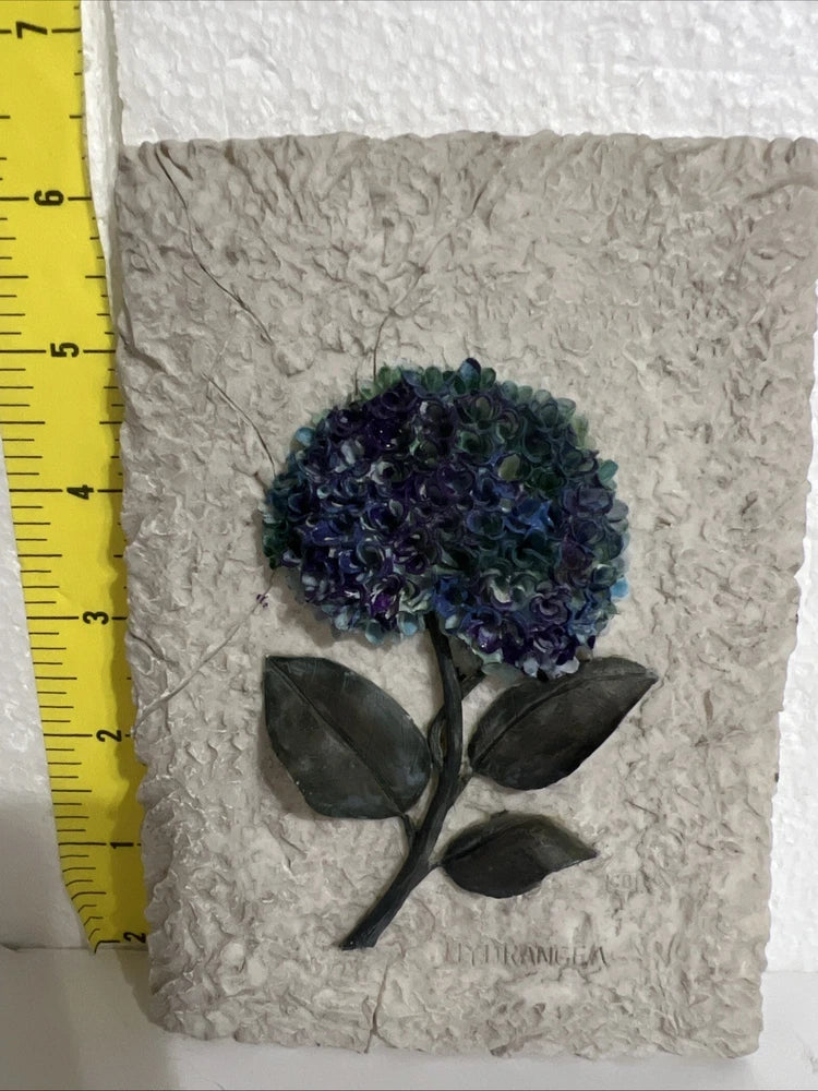 Cheri Blum 3D Floral Blue Hydrangea Art Plaque - Vintage 90's Collectable Hydrangea