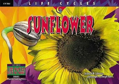 Sunflower book cover with large yellow sunflower and dark textured center