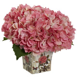 9" Pink Hydrangea Flower Arrangement in Floral Planter Home Floral Decor Hydrangea