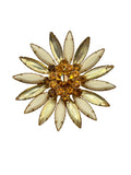 Daisy Flower Pin Brooch Gold Tone Prong Set Pale Yellow Acrylic Rhinestones Sunf Sunflower