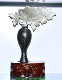 12.2''Chinese Natural Dushan Jade Peony Flower Bottle Vase Statue Sculpture Peony