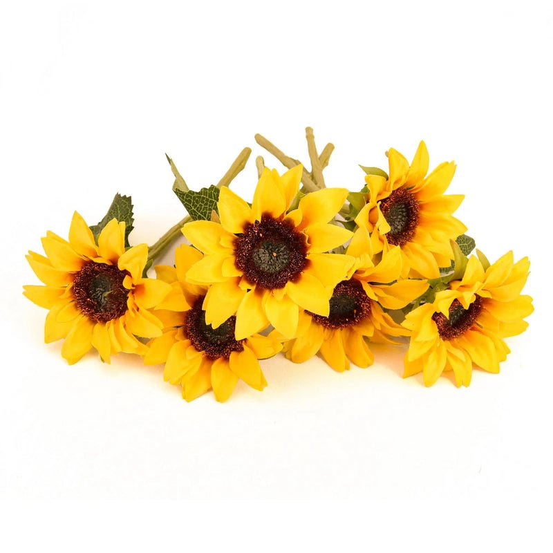 6PCS Artificial Flowers Sunflowers Bouquet, Faux Flowers with Stems Fake Sunf... Green Plant