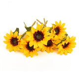 6PCS Artificial Flowers Sunflowers Bouquet, Faux Flowers with Stems Fake Sunf... Green Plant