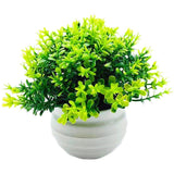 PP Material Fake Flower Plant in Pot for Home Desk Shelf Decoration 60g Green Plant