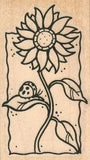 Sunflower With LadyBug 1 3/4 x 3" Rubber Stamp, Flower Stamp, Nature Stamp Sunflower