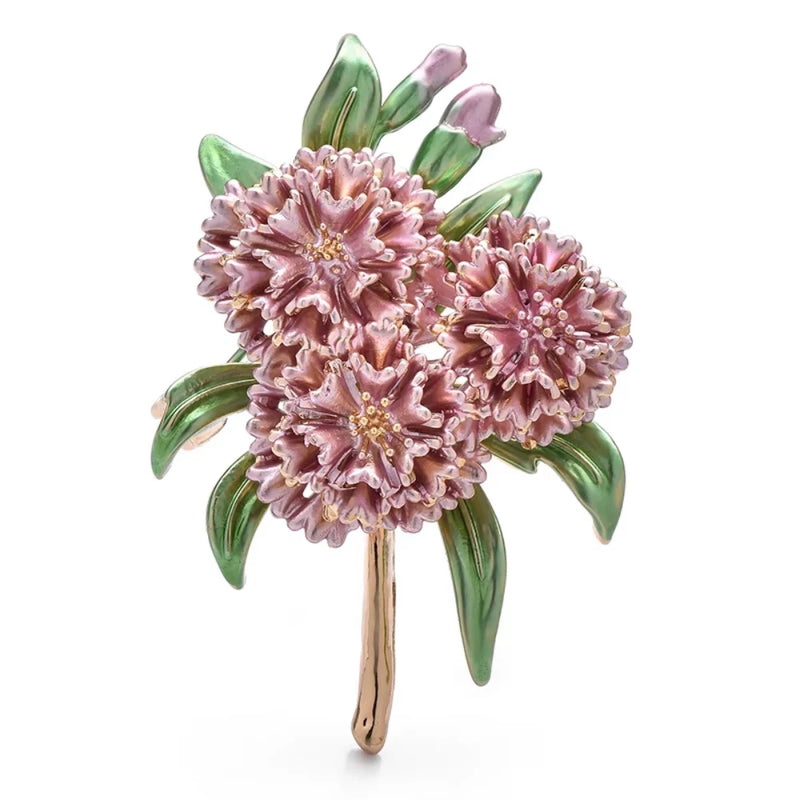 Enamel Pink Hydrangea Flower Brooch Pin Ð Vintage Spring Summer Jewelry Gift Hydrangea