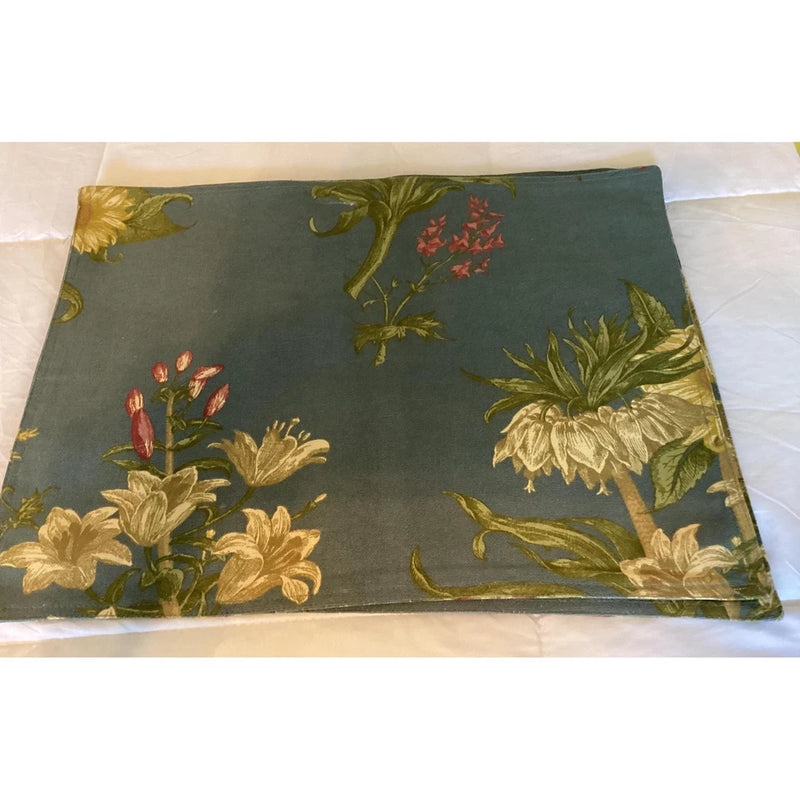 Waverly Sonoma Placemats Sunflower Buckingham Blue Flowered/ Multi-color Stripes Sunflower