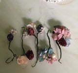 Vintage Lot Millinery Flowers 5 Posies Peach Roses Hydrangea Crafts Doll Hats Hydrangea
