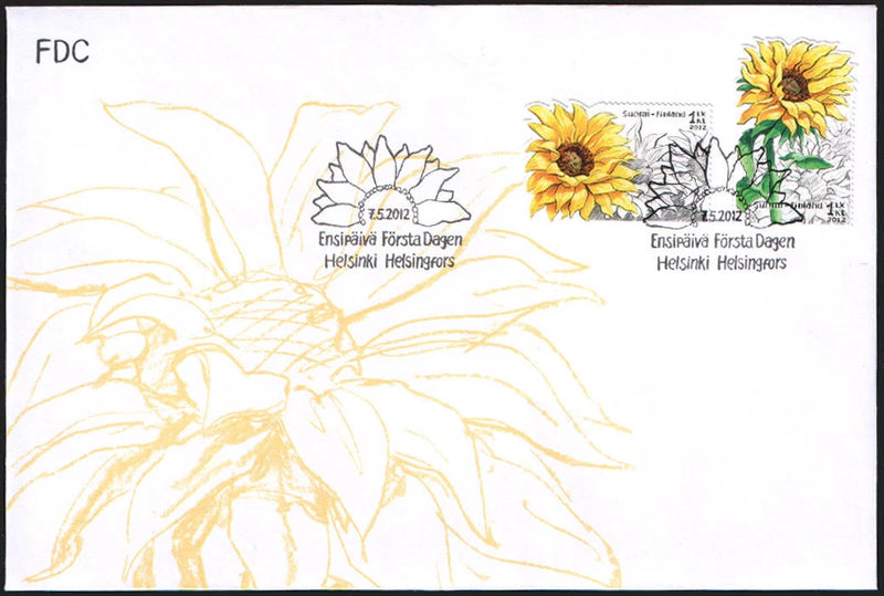 Finland FDC 2012 Sunflowers Flower Plant, Mint Sunflower