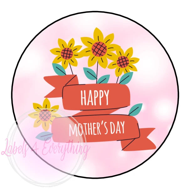 Mothers Day Stickers Pink Flowers Sunflowers Treat Sweet Cones Labels Gift Sunflower