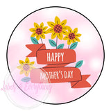 Mothers Day Stickers Pink Flowers Sunflowers Treat Sweet Cones Labels Gift Sunflower