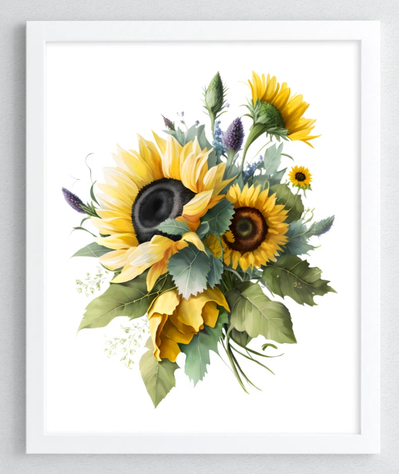Floral Art Print, Sunflower Wall Art Decor, Botanical Wall Art, Nature Decor #95 Sunflower