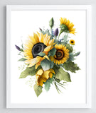 Floral Art Print, Sunflower Wall Art Decor, Botanical Wall Art, Nature Decor #95 Sunflower