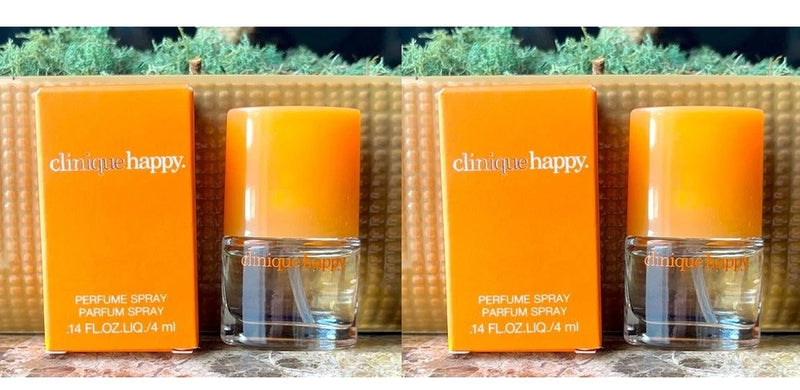 lot of 2x Clinique Happy Perfume Spray EDP 0.14 Oz/4ml For Women Travel Size NIB EDP