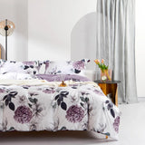 Ultra Soft Purple Hydrangea Cotton Duvet Cover Set - 3 Pieces Hydrangea