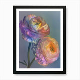 Iridescent Flower Ranunculus 1 Art  Framed Wall Art Poster Canvas Print Picture Ranunculus
