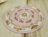 8" Larger 1/12 Nice Dollhouse Miniature Round Rug Floral Roses Pastel Pink Beige Roses
