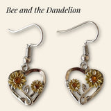 Sunflower Heart Silver Tone Earrings Sunflower
