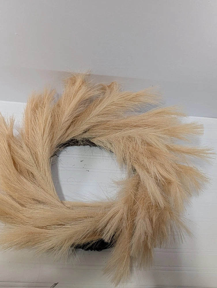 Threshold 24" Pampas Grass Wreath Warm Beige Round Polyester Indoor Decorative Pampas Grass