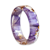 Purple Carnation Ring, Resin Band With Real Flower Petals and Gold Flakes Carnation