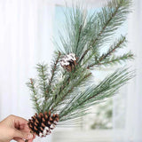28" Artificial Snowy Mixed Pine and Pinecones Floral Spray Green Plant