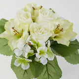 Set of 2 Cream Artificial Rose, Hydrangea, and Daylily 9-1/2" Floral Bundles Hydrangea