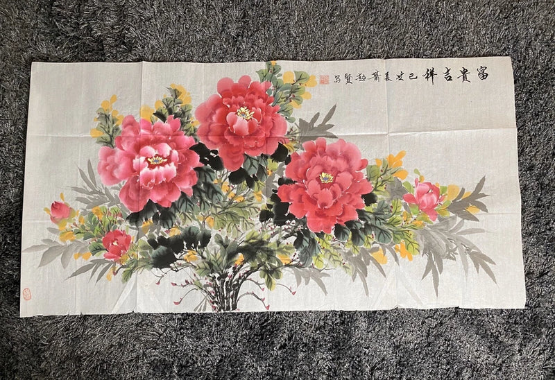 Large Original Hand-painted Traditional Chinese Ink Painting-Peony Flower.(28) Peony