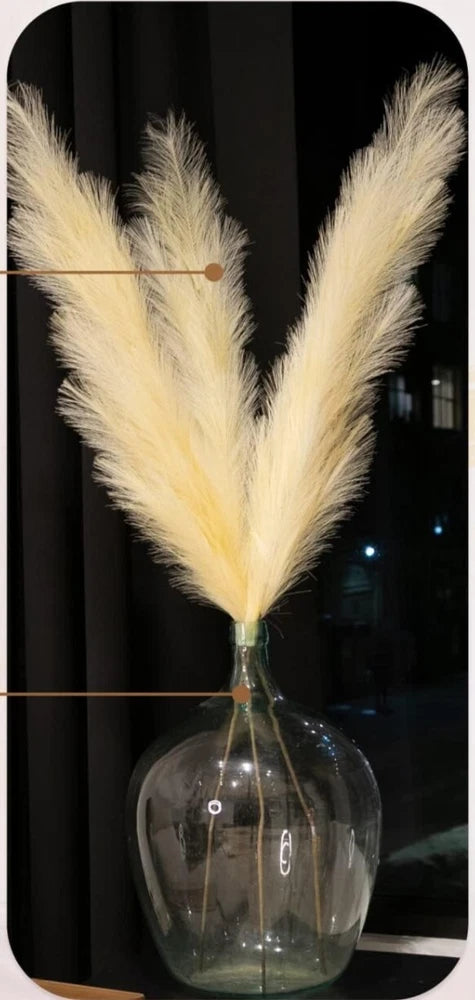 Faux Pampas Grass Decor Tall 46 inch 3 Stem Grass Tall for Floor Vase, Large... Pampas Grass