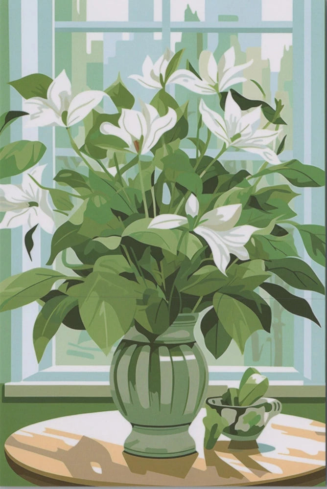 White Lily Potted Green Pot~ New 2024 Plants Image Card 4"x6" 11602.2 Lily