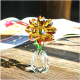 Qf Crystal Sunflower Figurine Table Crystal Flower Collectible Ornament Home Dec Sunflower