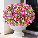 Artificial Flowers for Outdoors, 12 Bundles Fake Outdoor Flowers Faux Plants, UV Flowering Plants