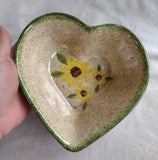 Heart Shaped & Sunflowers Glazed Ceramic Handmade Decorative Bowl Sunflower