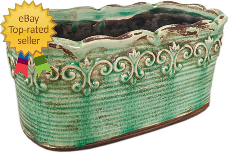 Rectangular Ceramic Orchid Plant Pot French Succulent Container Windowsill Flowering Plants