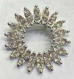 Flower Sunflower Clear Rhinestone Vintage Pin Brooch Silver J-397 Sunflower