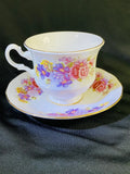 Queen Ann Bone China Tea Cup & Saucer Carnation Bouquet Pattern #8629 England UK Carnation