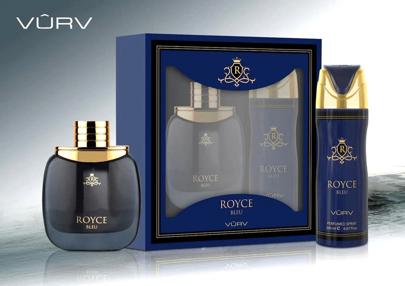 VURV NEW ROYCE BLEU Gift Set EDP 100 ML/3.4 0Z & Body Spray 200 ML __ EDP