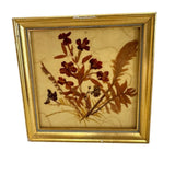 VTG West Germany 1972 Dried Flower Hand Applied Gold Foiled Frame Framed Art 5x5 Dried Flower