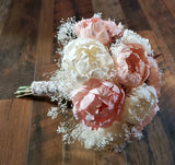 Light Pink White Bridal Bouquet Blush Peony Bridesmaid Sola Wood Wedding Flowers Bouquet