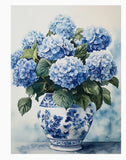 Hamptons Blooming Hydrangeas In Vase Ready-To-Hang Framed Canvas Wall Art Pictur Hydrangea