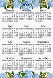 HYDRANGEA VINTAGE FLOWER BLUE YEARLY OFFICE KITCHEN FRIDGE 2026 CALENDAR MAGNET Hydrangea